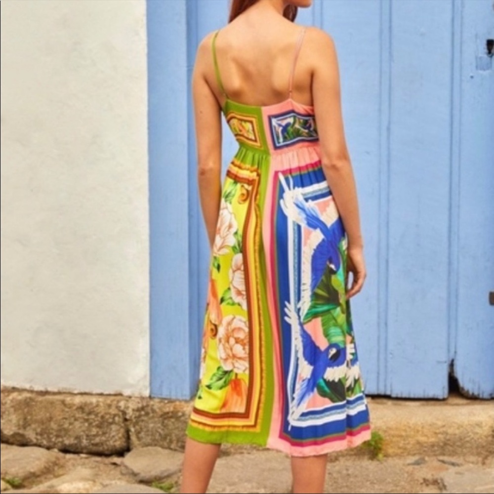 NWT - FARM Rio Double Scarves Pastel Midi Dress - Picture 3 of 11